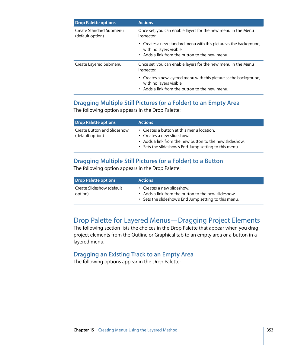Dragging an existing track to an empty area | Apple DVD Studio Pro 4 User Manual | Page 353 / 656