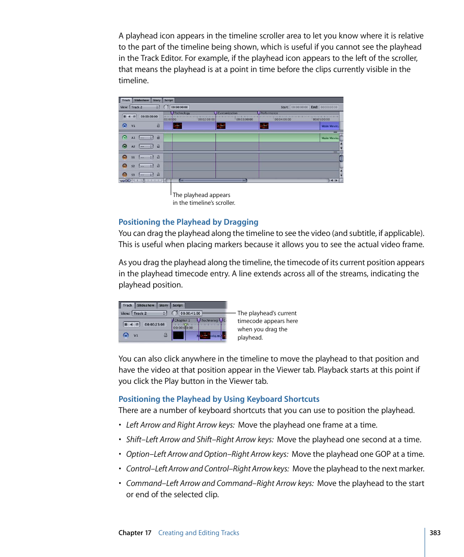 Positioning the playhead by dragging | Apple DVD Studio Pro 4 User Manual | Page 383 / 656