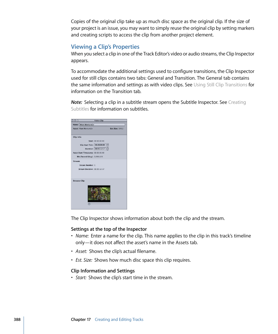 Viewing a clip’s properties | Apple DVD Studio Pro 4 User Manual | Page 388 / 656