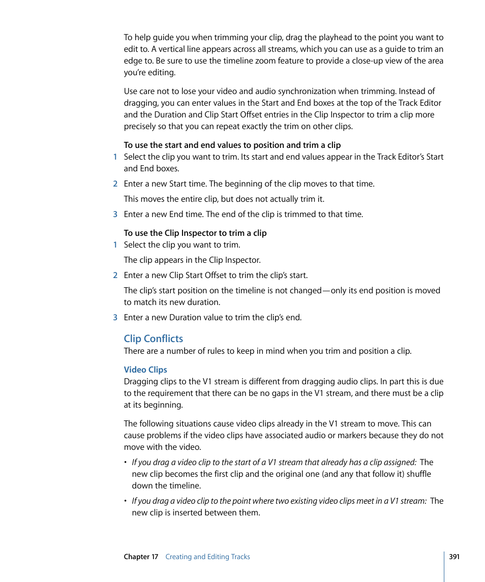 Clip conflicts, Video clips | Apple DVD Studio Pro 4 User Manual | Page 391 / 656