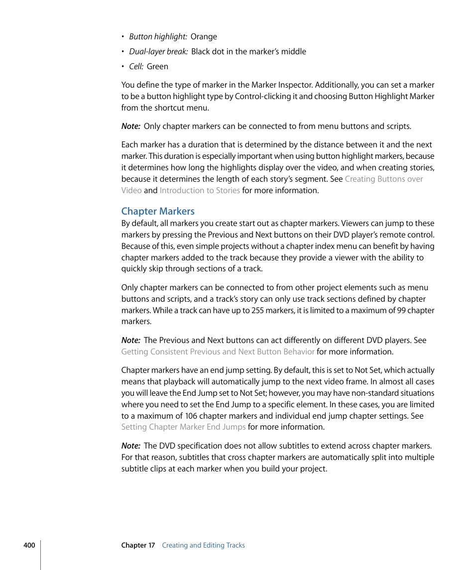 Chapter markers | Apple DVD Studio Pro 4 User Manual | Page 400 / 656