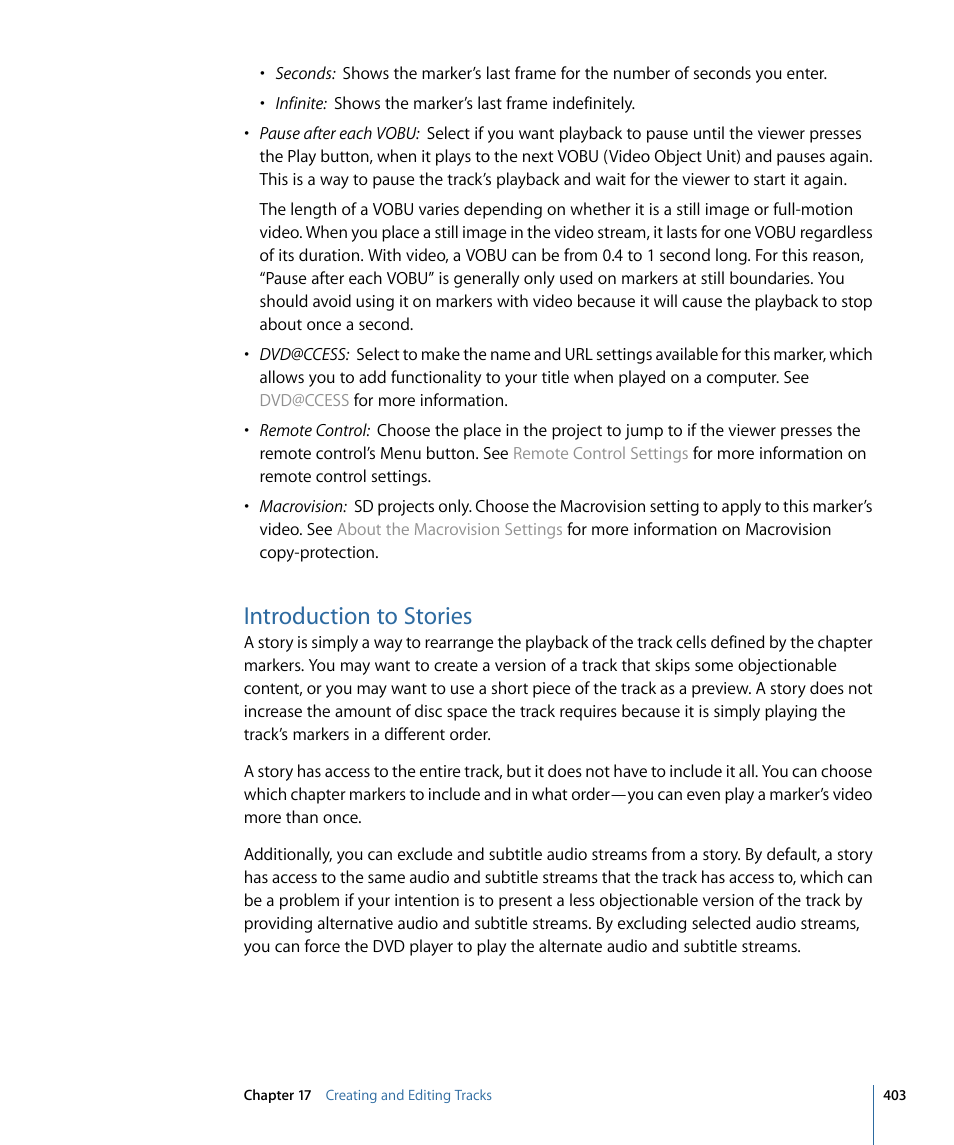 Introduction to stories | Apple DVD Studio Pro 4 User Manual | Page 403 / 656