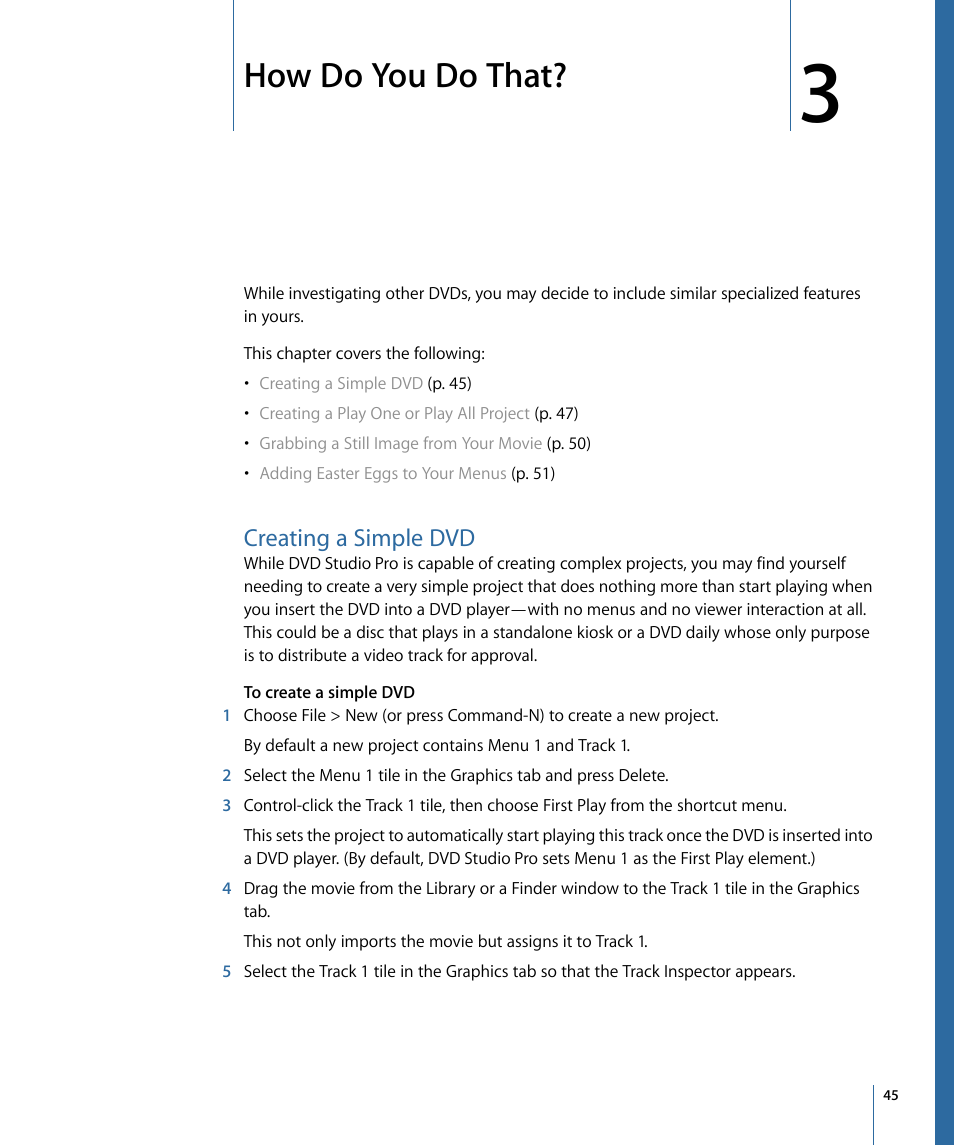 How do you do that, Creating a simple dvd | Apple DVD Studio Pro 4 User Manual | Page 45 / 656