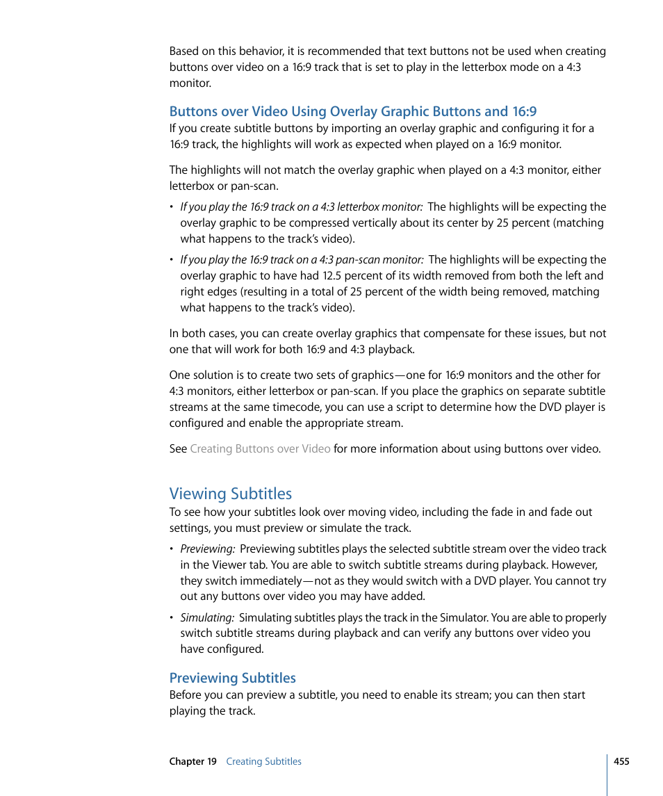 Viewing subtitles, Previewing subtitles | Apple DVD Studio Pro 4 User Manual | Page 455 / 656