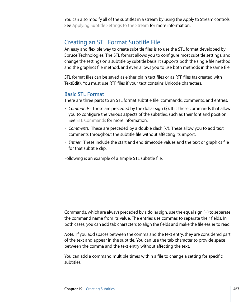 Creating an stl format subtitle file, Basic stl format | Apple DVD Studio Pro 4 User Manual | Page 467 / 656