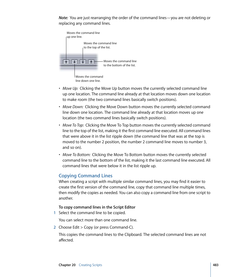 Copying command lines | Apple DVD Studio Pro 4 User Manual | Page 483 / 656