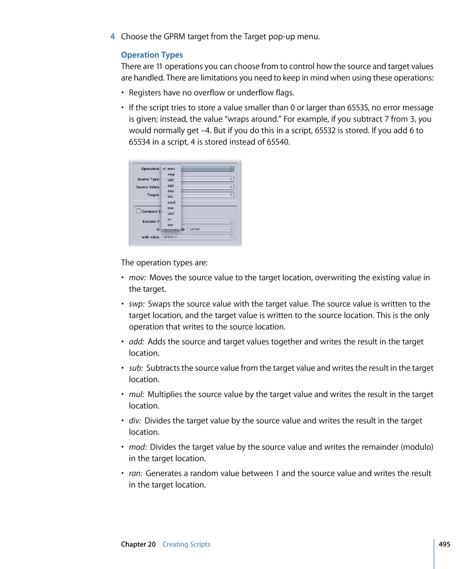 Operation types | Apple DVD Studio Pro 4 User Manual | Page 495 / 656