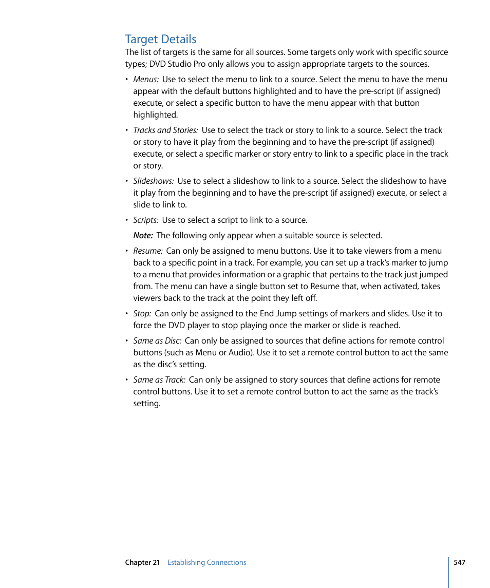 Target details | Apple DVD Studio Pro 4 User Manual | Page 547 / 656