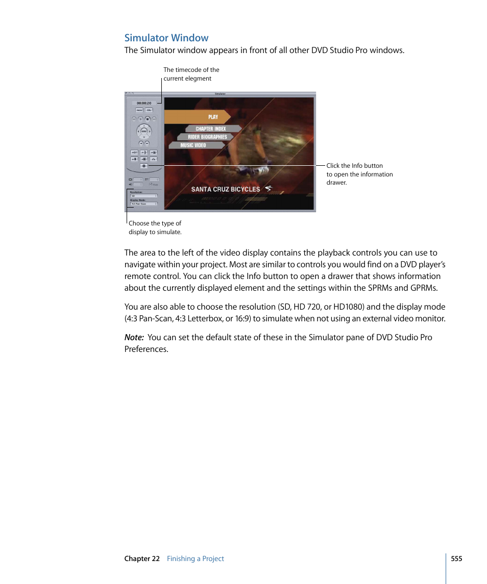 Simulator window | Apple DVD Studio Pro 4 User Manual | Page 555 / 656