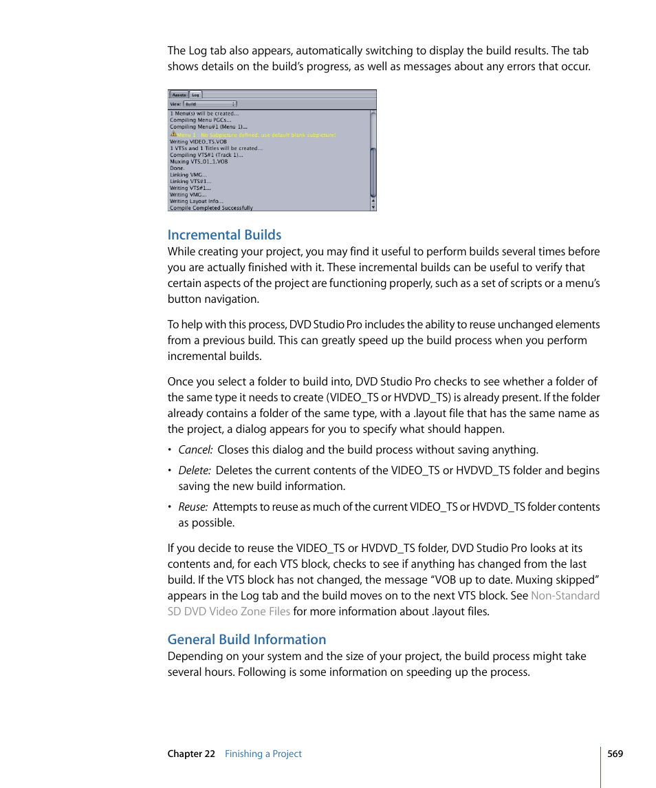 Incremental builds, General build information | Apple DVD Studio Pro 4 User Manual | Page 569 / 656
