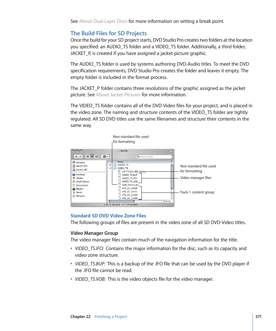 The build files for sd projects, Standard sd dvd video zone files | Apple DVD Studio Pro 4 User Manual | Page 571 / 656