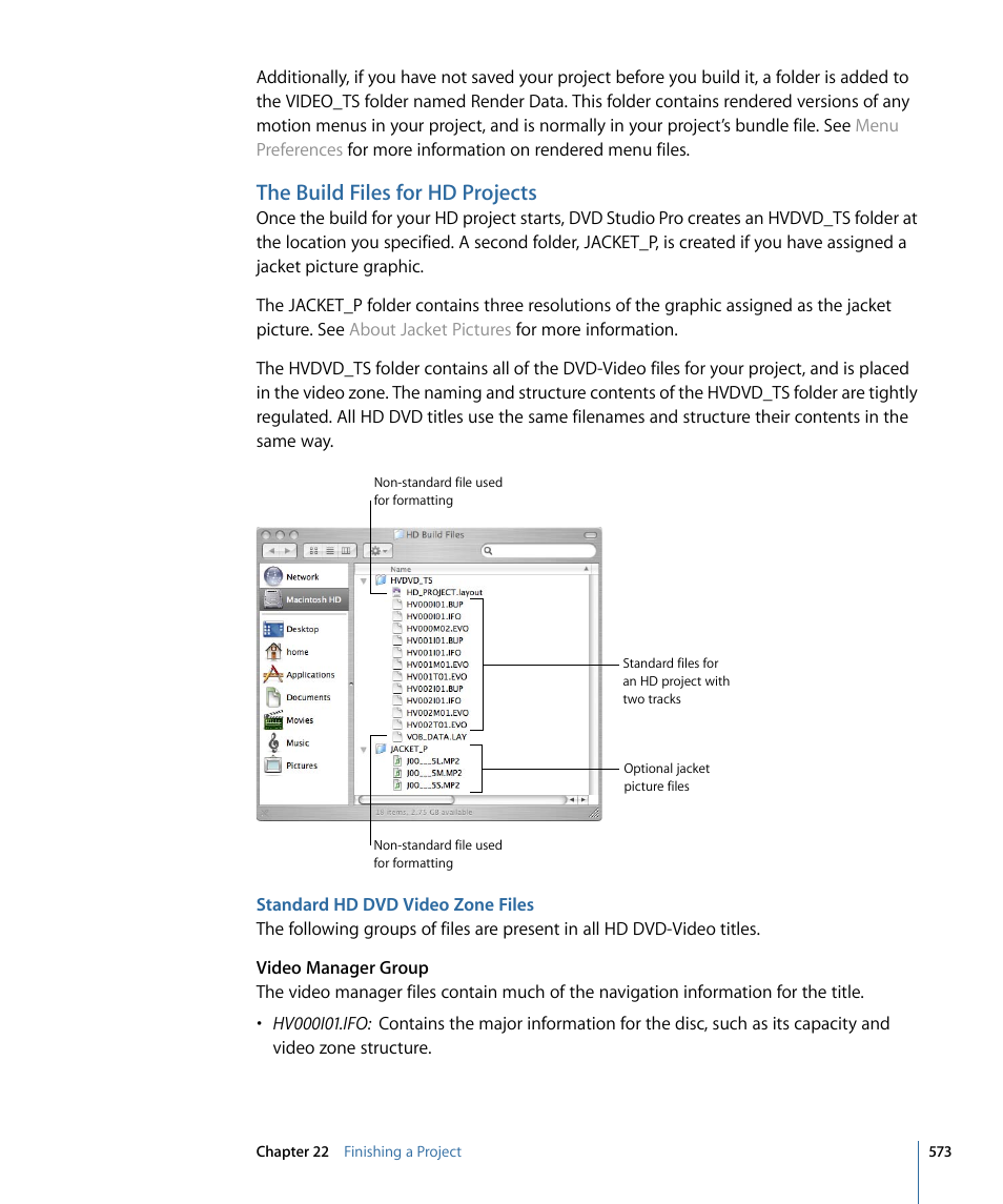 The build files for hd projects, Standard hd dvd video zone files | Apple DVD Studio Pro 4 User Manual | Page 573 / 656
