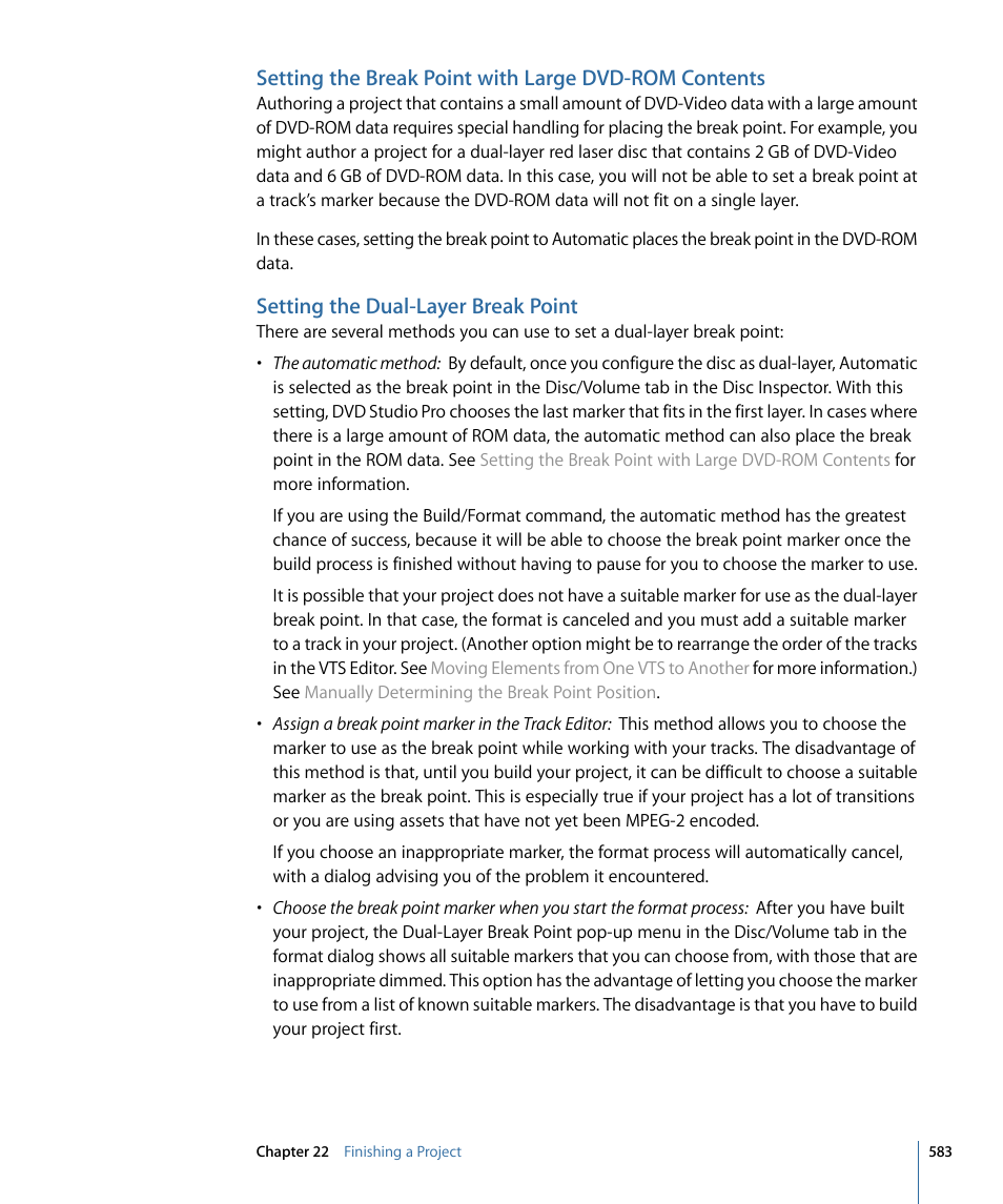 Setting the dual-layer break point | Apple DVD Studio Pro 4 User Manual | Page 583 / 656