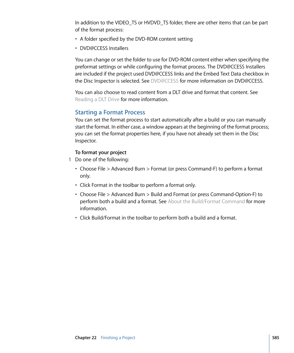 Starting a format process | Apple DVD Studio Pro 4 User Manual | Page 585 / 656