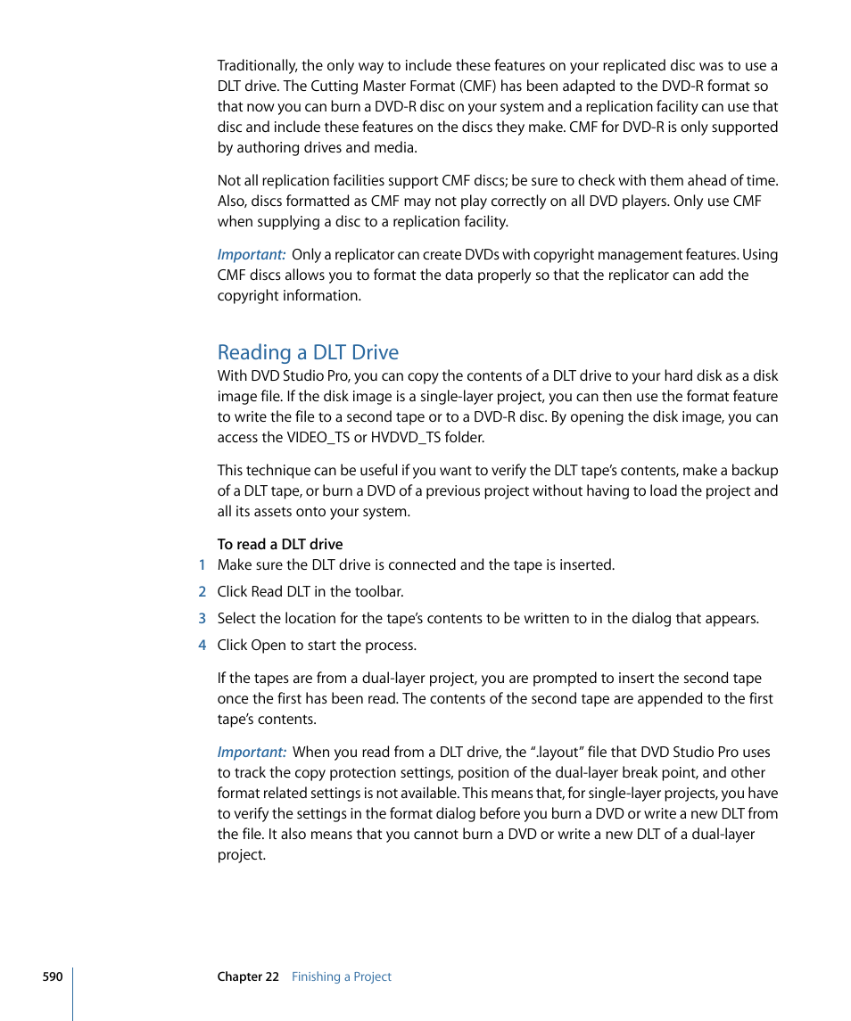 Reading a dlt drive | Apple DVD Studio Pro 4 User Manual | Page 590 / 656