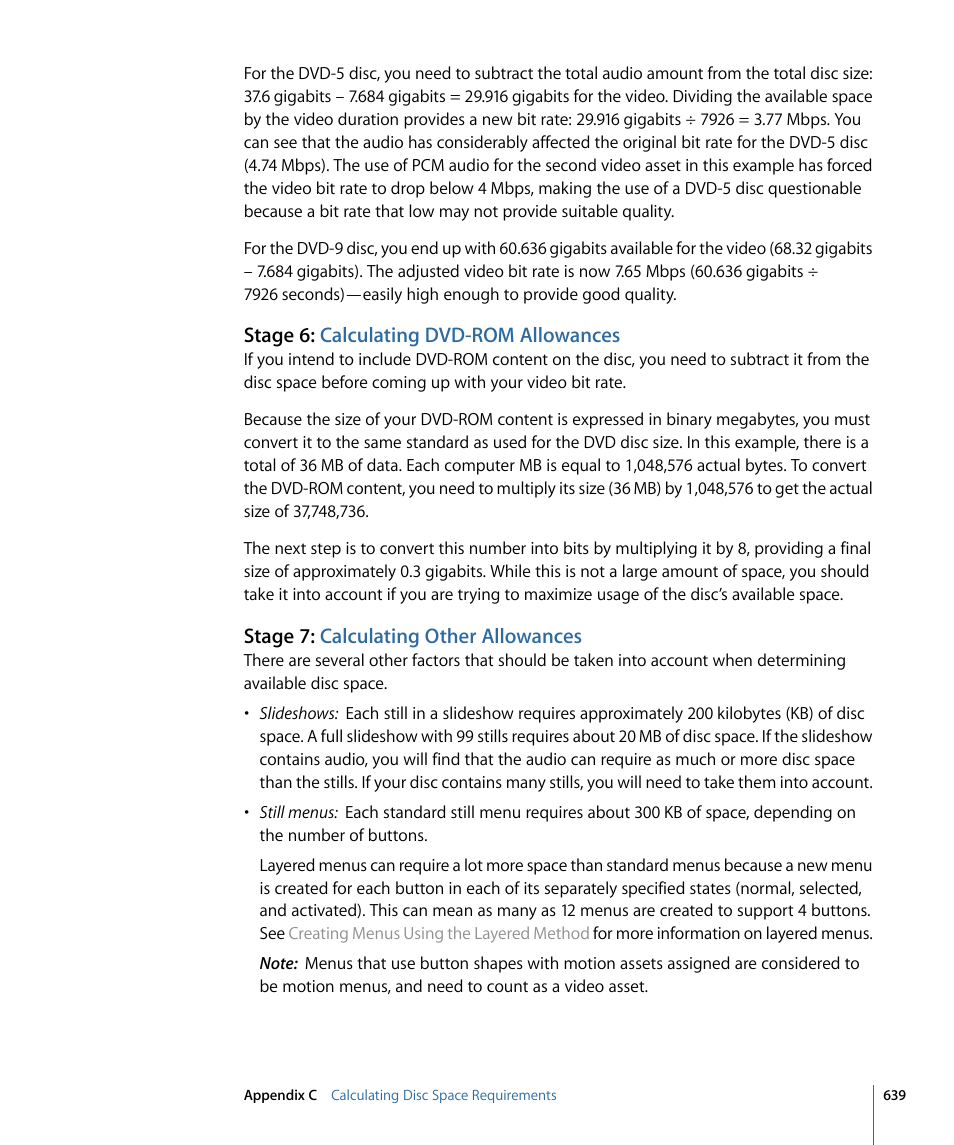 Stage 6: calculating dvd-rom allowances, Stage 7: calculating other allowances | Apple DVD Studio Pro 4 User Manual | Page 639 / 656