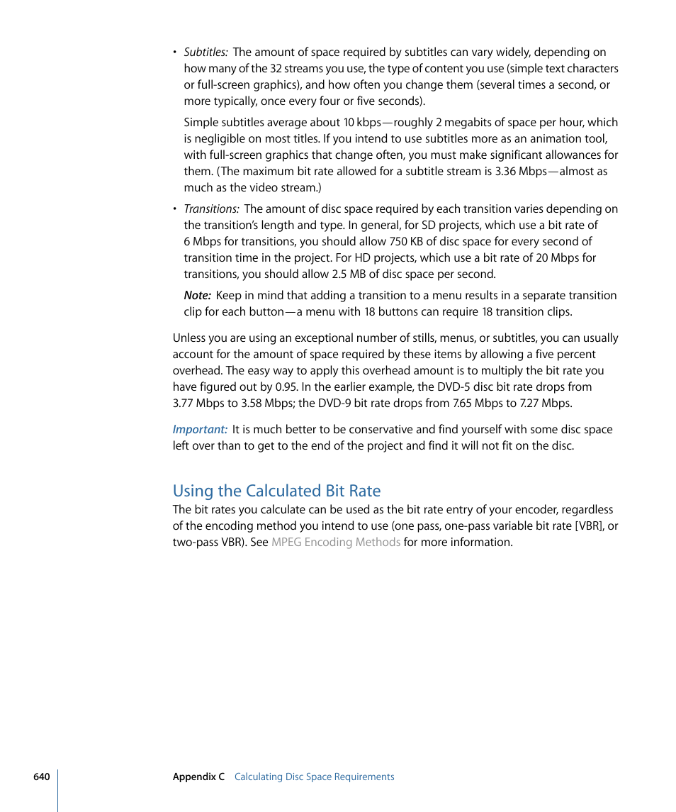 Using the calculated bit rate | Apple DVD Studio Pro 4 User Manual | Page 640 / 656