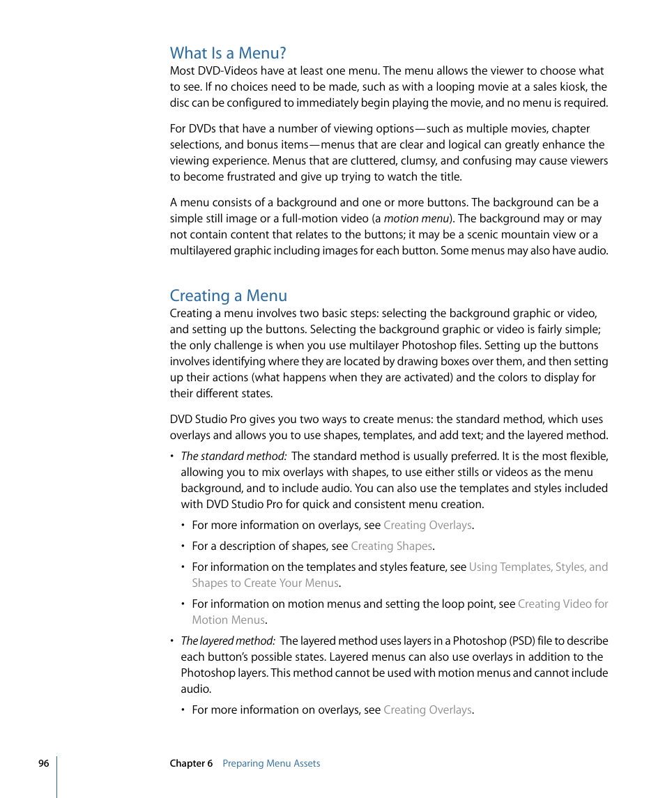 What is a menu, Creating a menu | Apple DVD Studio Pro 4 User Manual | Page 96 / 656
