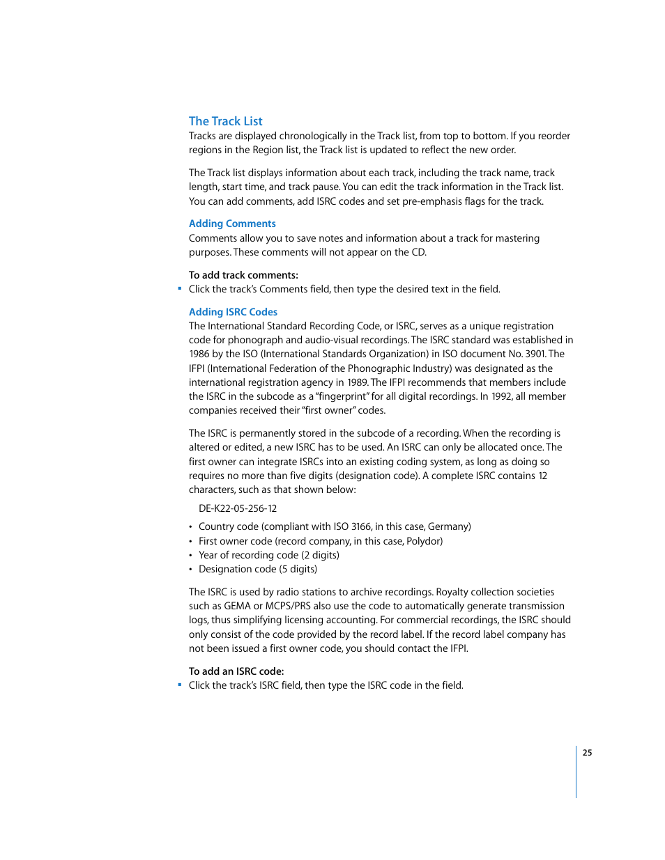 The track list | Apple Using WaveBurner Logic Pro 7.1 User Manual | Page 25 / 52