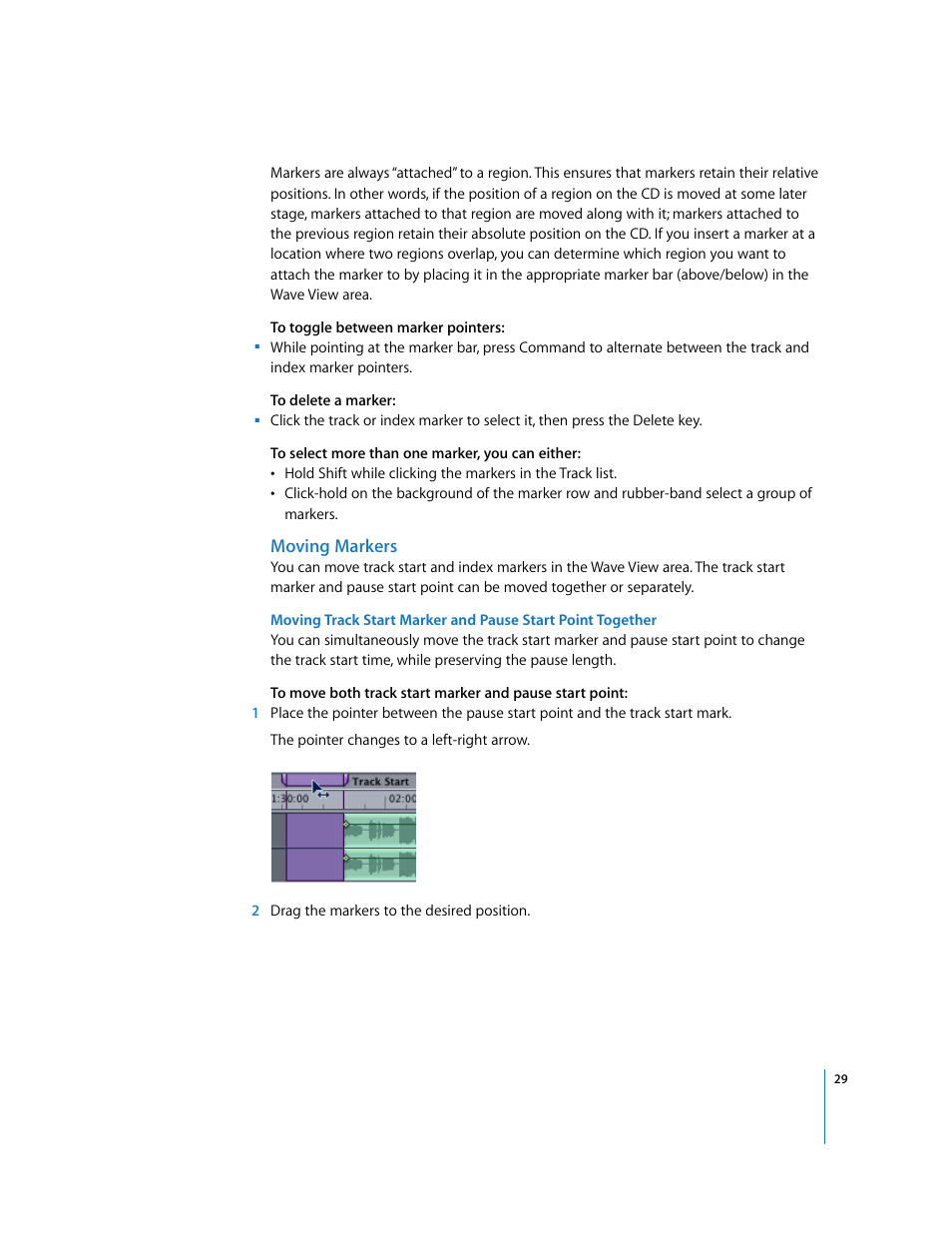 Moving markers | Apple Using WaveBurner Logic Pro 7.1 User Manual | Page 29 / 52