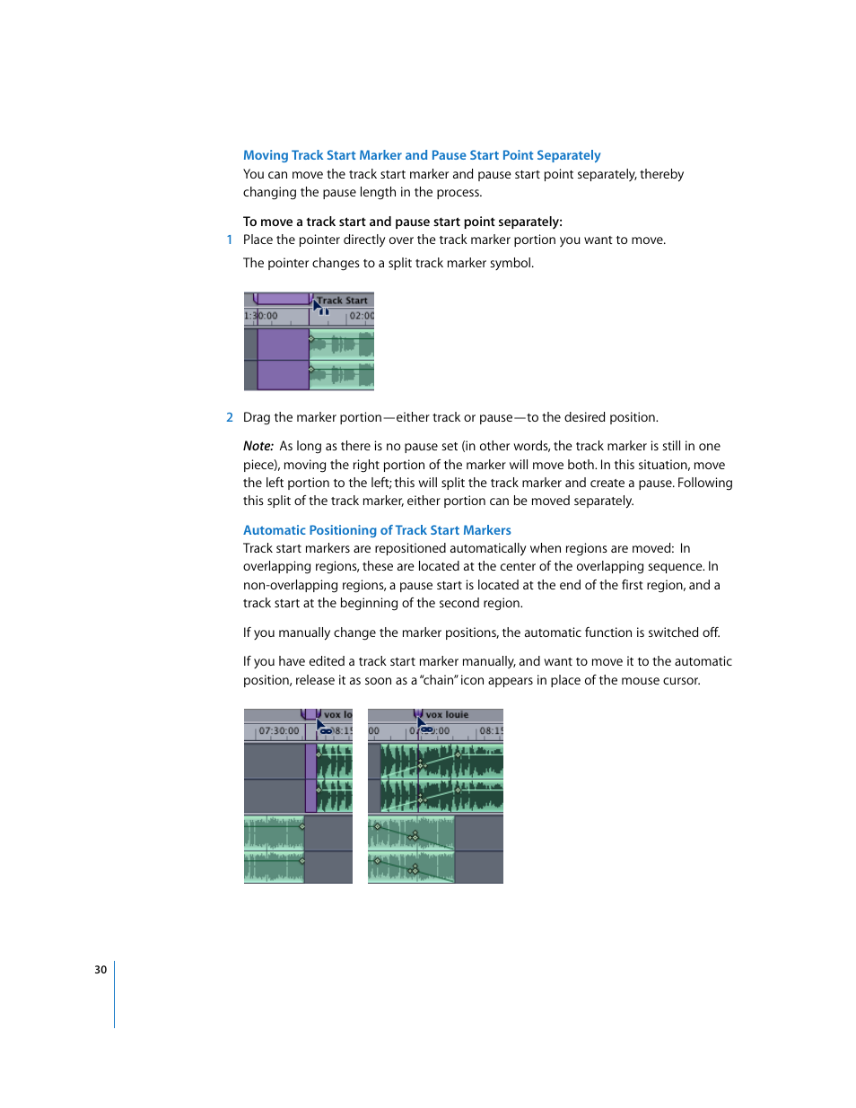 Er (see, Automatic positioning of track start, Markers | Apple Using WaveBurner Logic Pro 7.1 User Manual | Page 30 / 52