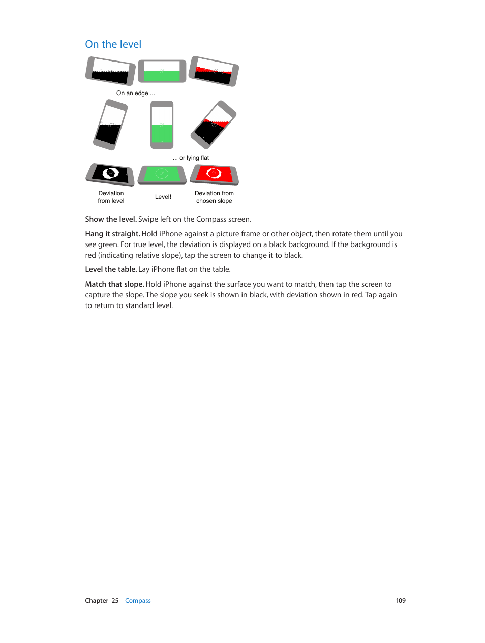 On the level, 109 on the level | Apple iPhone iOS 7.1 User Manual | Page 109 / 162