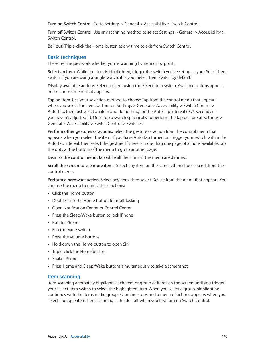 Basic techniques, Item scanning | Apple iPhone iOS 7.1 User Manual | Page 143 / 162