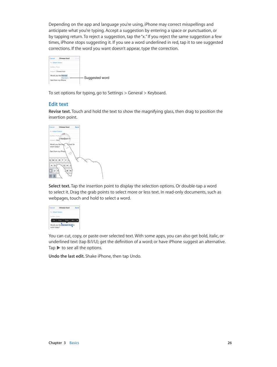 Edit text | Apple iPhone iOS 7.1 User Manual | Page 26 / 162