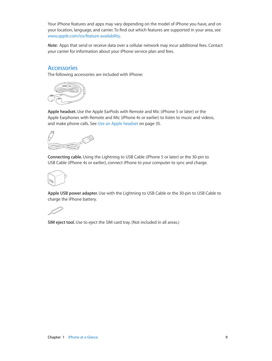 Accessories | Apple iPhone iOS 7.1 User Manual | Page 9 / 162