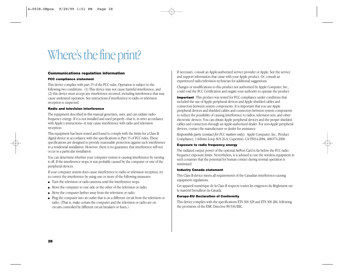 Where’s the fine print | Apple iMac G3 (Original) User Manual | Page 28 / 32