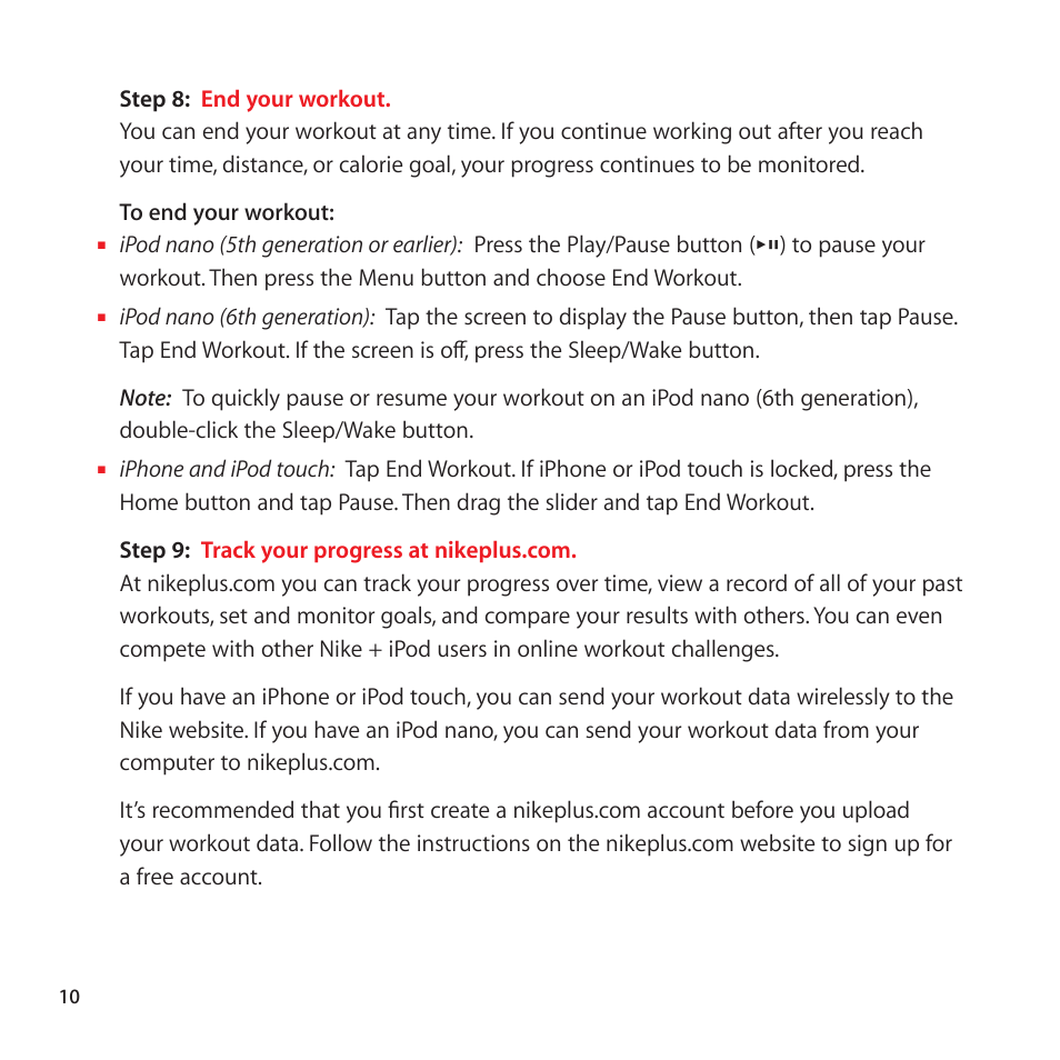Apple Nike + iPod Sensor User Manual | Page 10 / 32
