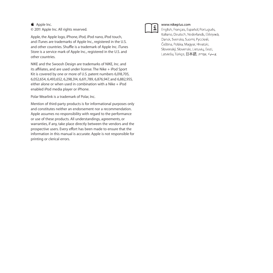 Apple Nike + iPod Sensor User Manual | Page 2 / 32