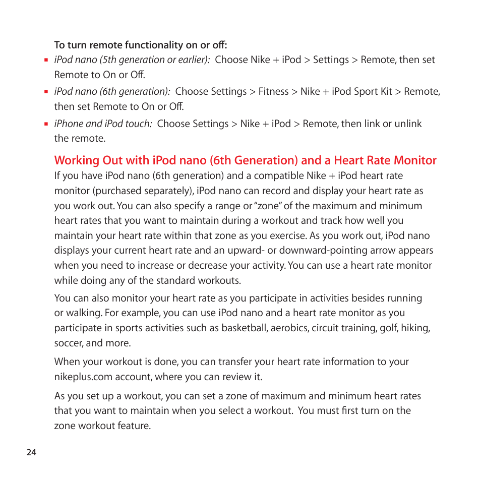 Apple Nike + iPod Sensor User Manual | Page 24 / 32