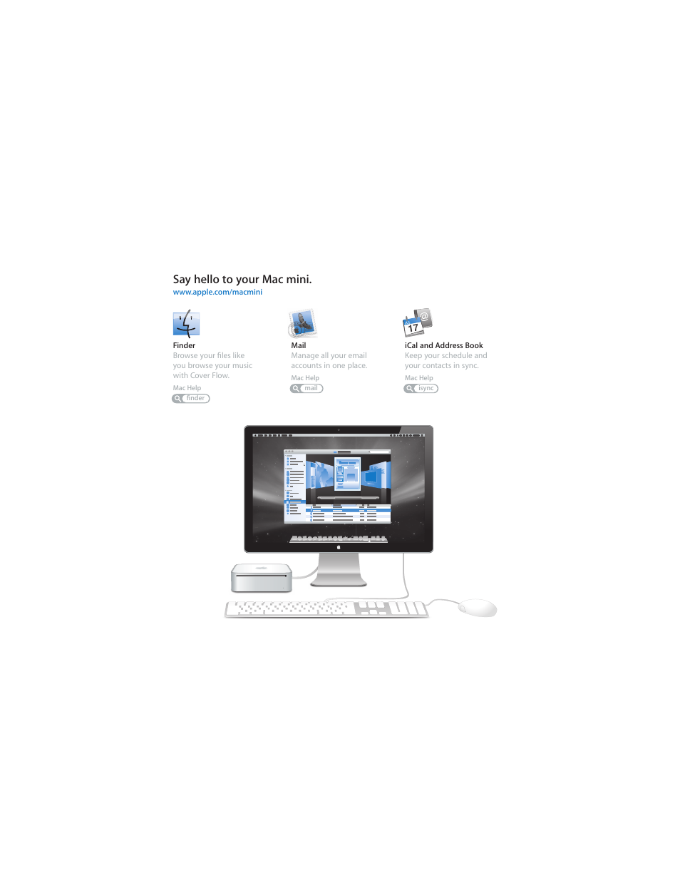 Say hello to your mac mini | Apple Mac mini (Early 2009) User Manual | Page 2 / 64