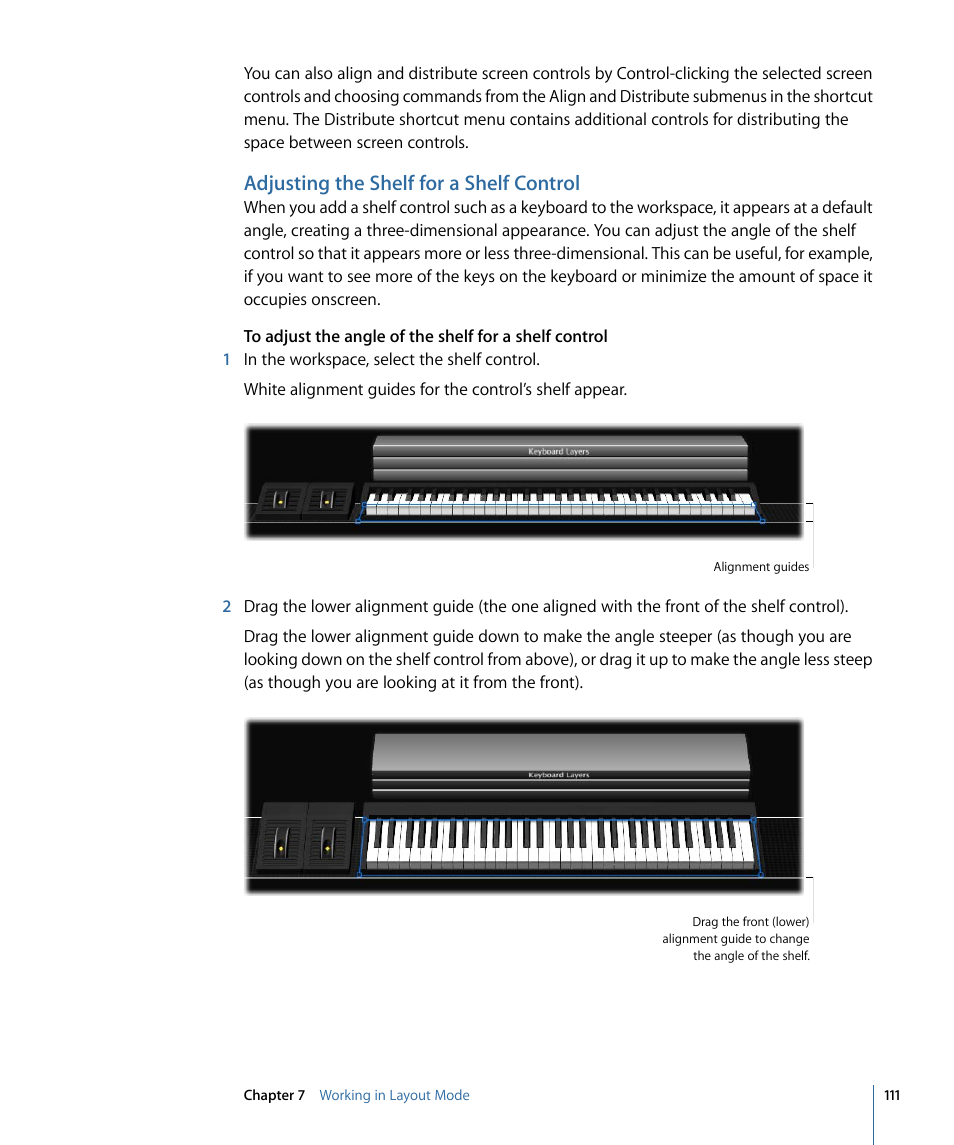 Adjusting the shelf for a shelf control | Apple MainStage 2 User Manual | Page 111 / 172