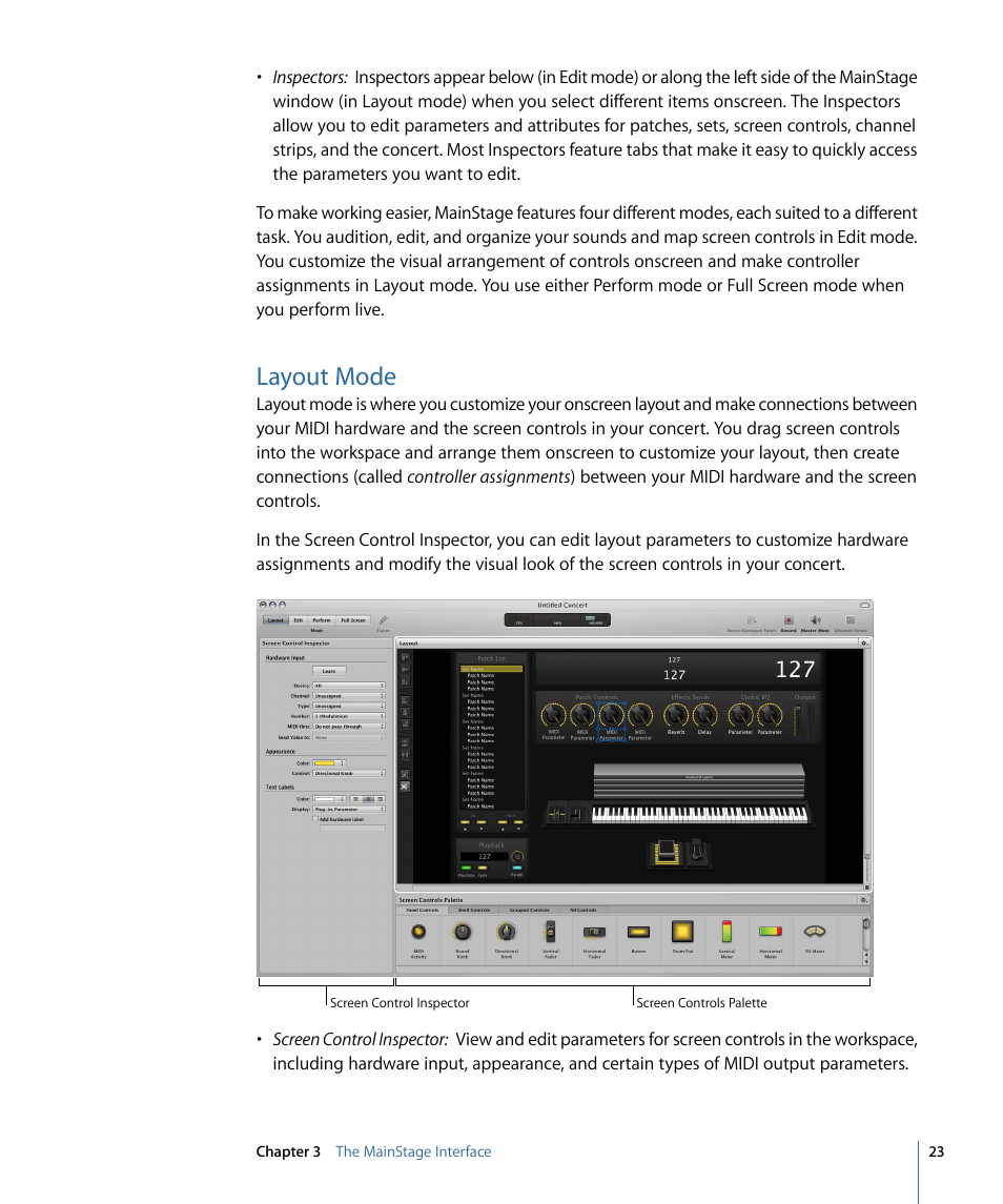 Layout mode | Apple MainStage 2 User Manual | Page 23 / 172