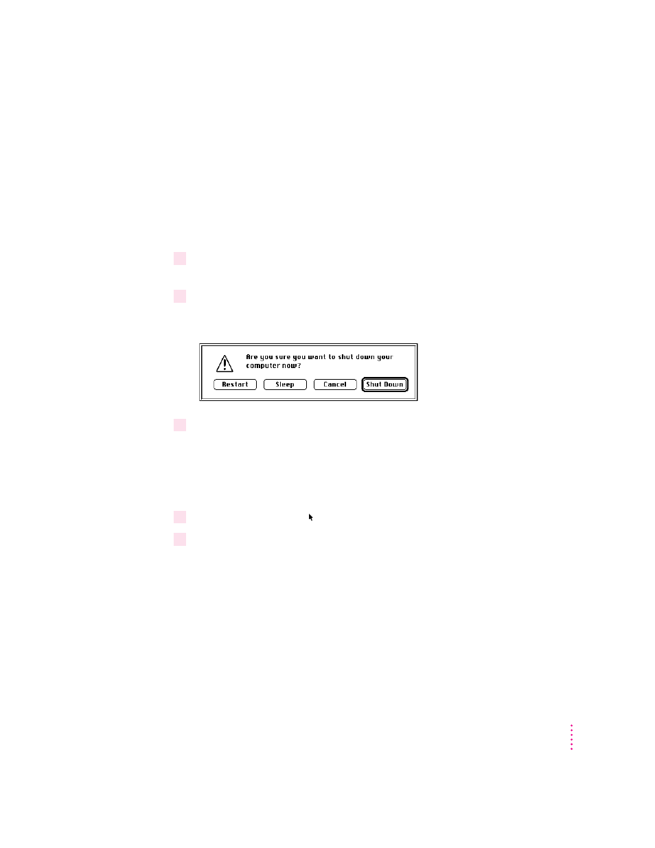 Turning the computer off, Using the power key, Choosing the shut down command | Apple Power Macintosh 4400 User Manual | Page 21 / 212