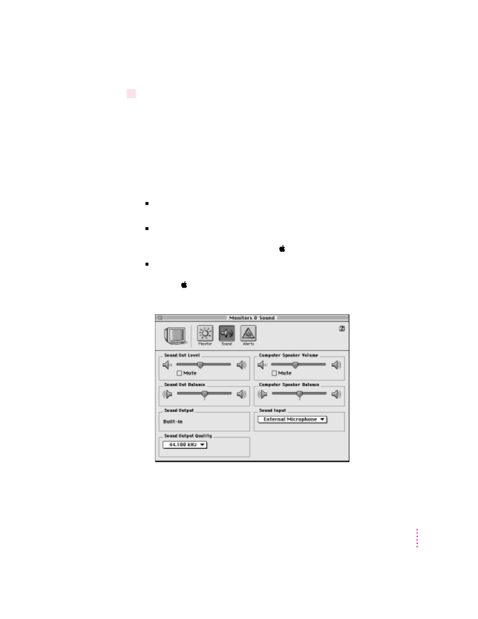 Adjusting volume and sound | Apple Power Macintosh 4400 User Manual | Page 43 / 212