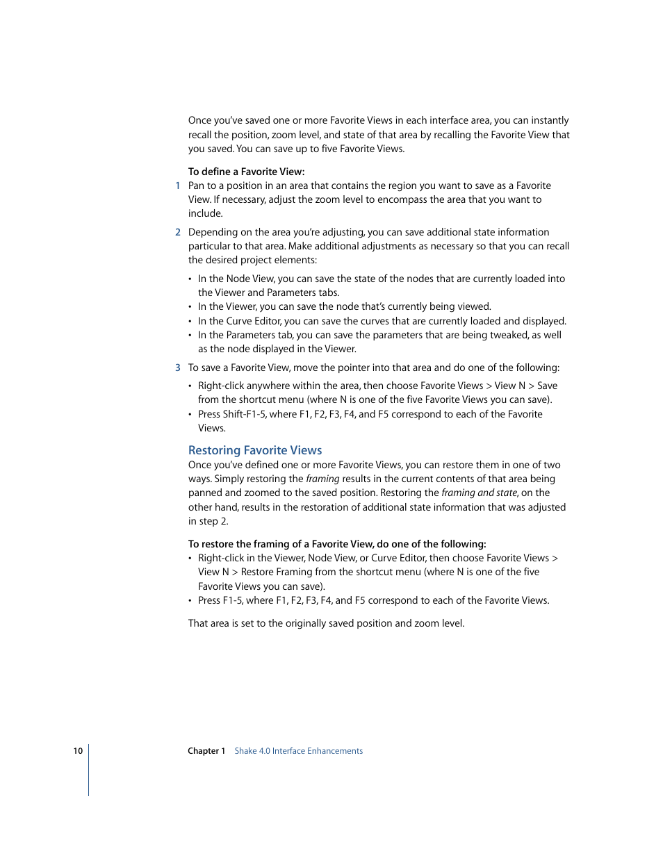 Restoring favorite views | Apple Shake 4 New Features User Manual | Page 10 / 114