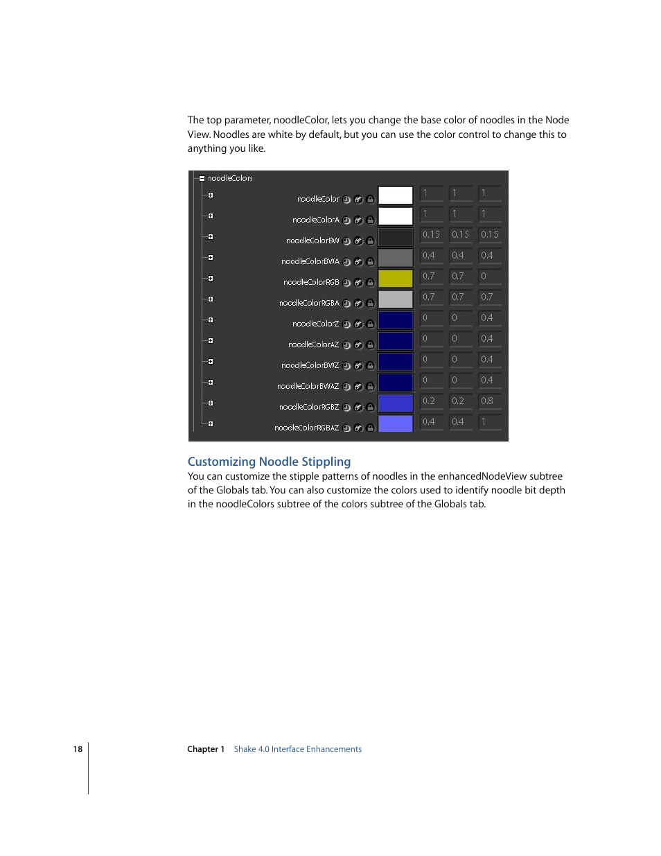 Customizing noodle stippling | Apple Shake 4 New Features User Manual | Page 18 / 114