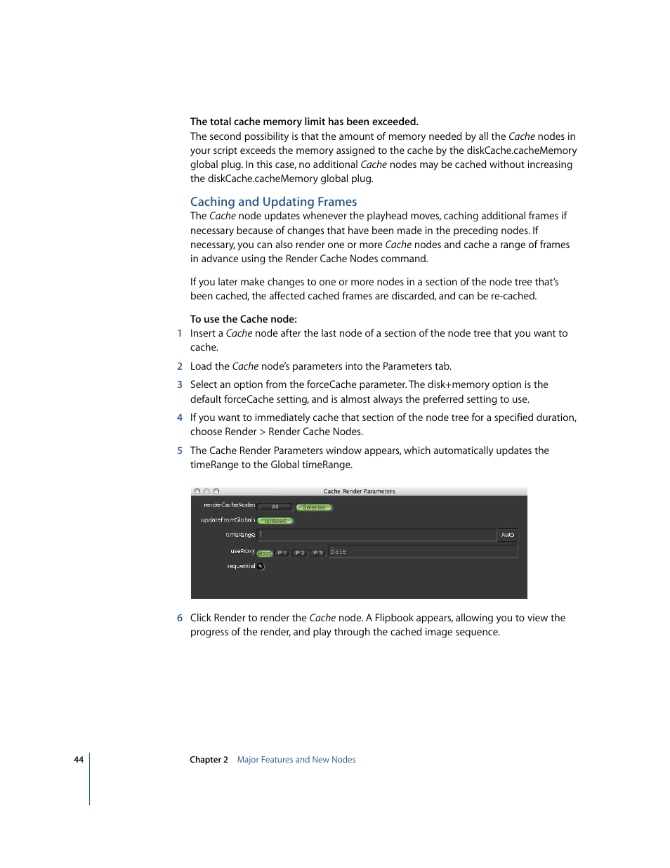 Caching and updating frames | Apple Shake 4 New Features User Manual | Page 44 / 114