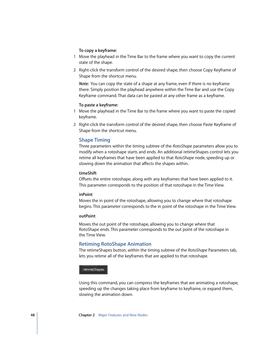 Shape timing, Retiming rotoshape animation | Apple Shake 4 New Features User Manual | Page 48 / 114