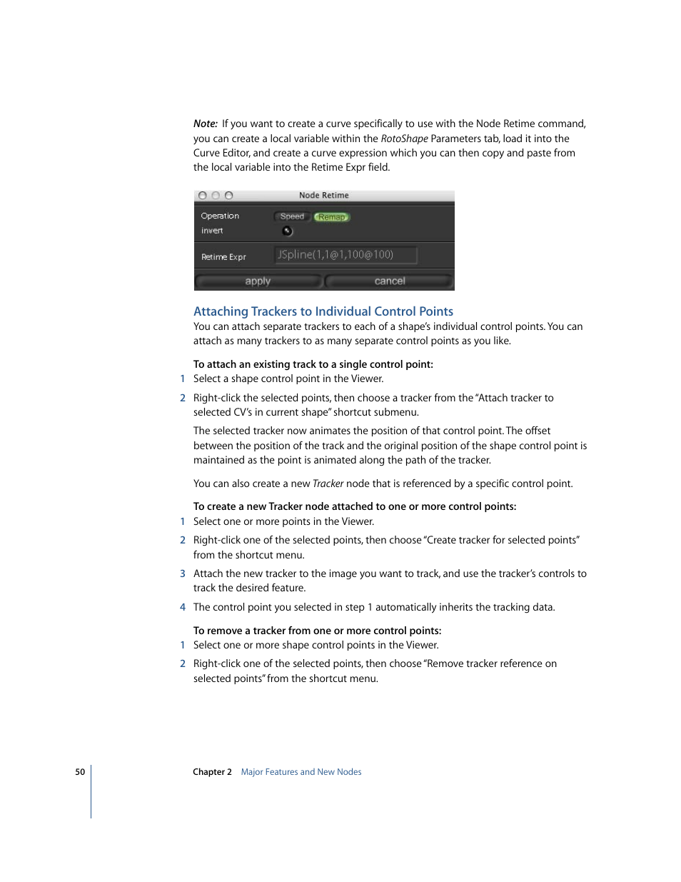 Attaching trackers to individual control points | Apple Shake 4 New Features User Manual | Page 50 / 114
