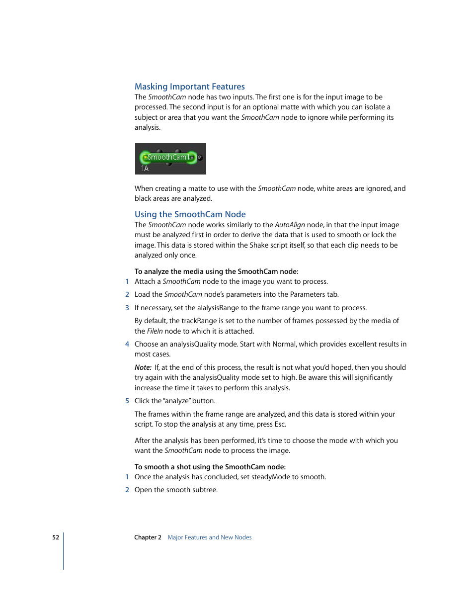 Masking important features, Using the smoothcam node | Apple Shake 4 New Features User Manual | Page 52 / 114