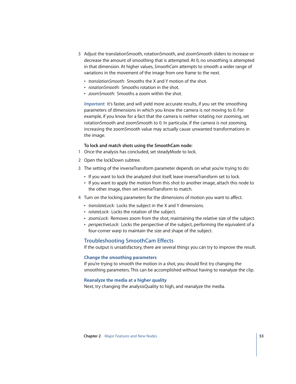 Troubleshooting smoothcam effects | Apple Shake 4 New Features User Manual | Page 53 / 114