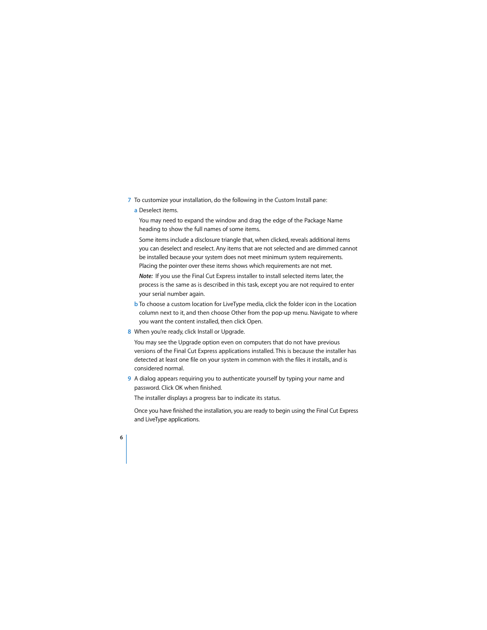 Apple Installing Final Cut Express 4 User Manual | Page 6 / 10