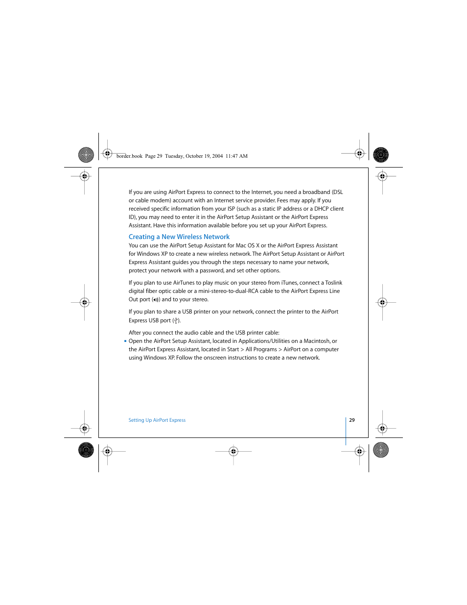 Creating a new wireless network | Apple AirPort Express User Manual | Page 29 / 48