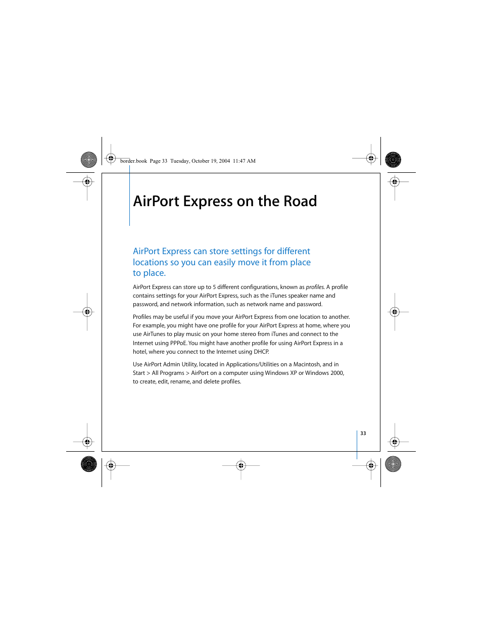 Airport express on the road | Apple AirPort Express User Manual | Page 33 / 48