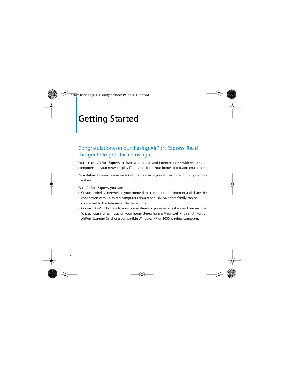 Getting started | Apple AirPort Express User Manual | Page 4 / 48