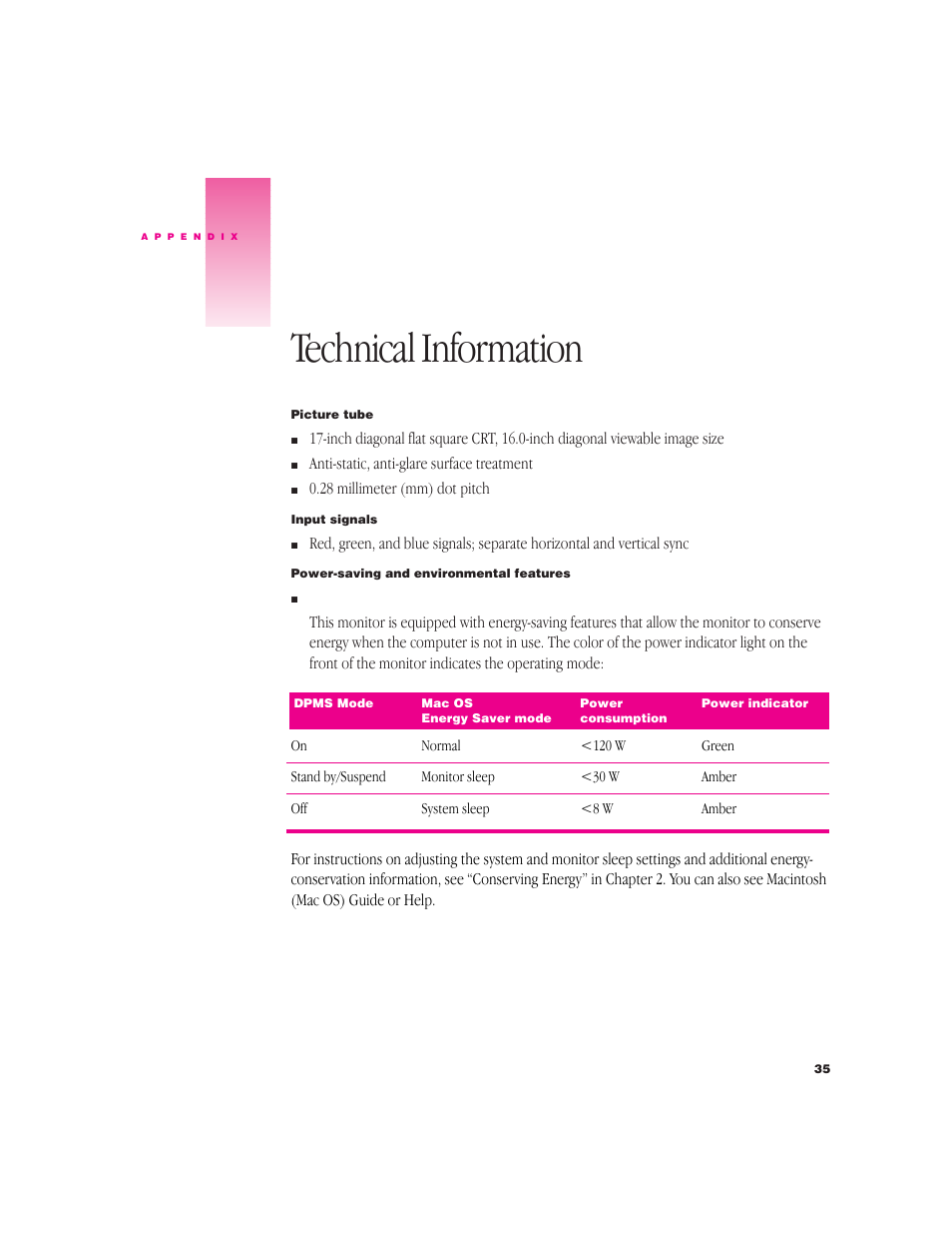 Technical information | Apple Multiple Scan 720 Display User Manual | Page 35 / 45